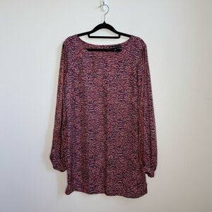 Elizabeth and James Silk Pink and Black Long Sleeve Blouse/ Short Dress Size 6